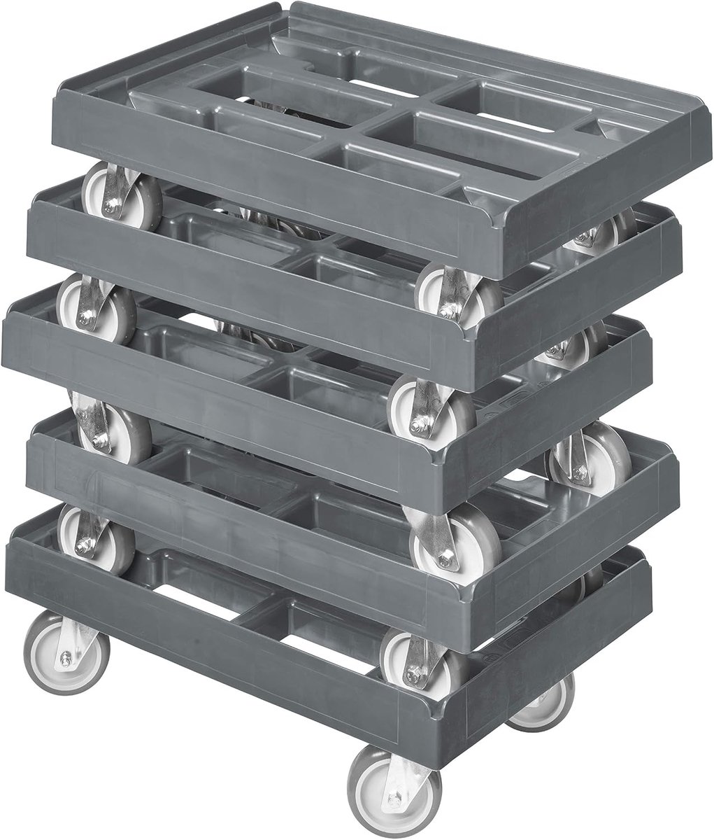 5 stuks transportwielen voor kratten 60 x 40 cm met 4 zwenkwielen in grijs
