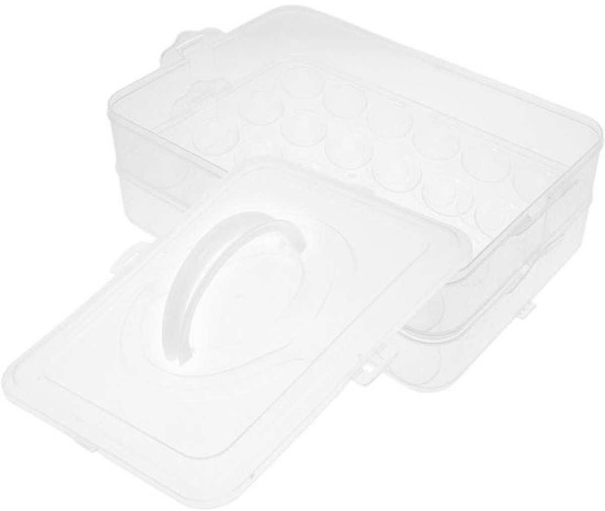 Draagbare Eiercontainer - Eierdrager Deksel - Eieren Vervoeren - Stapelbaar Handvat - 31.5 cm Lengte - Transparant