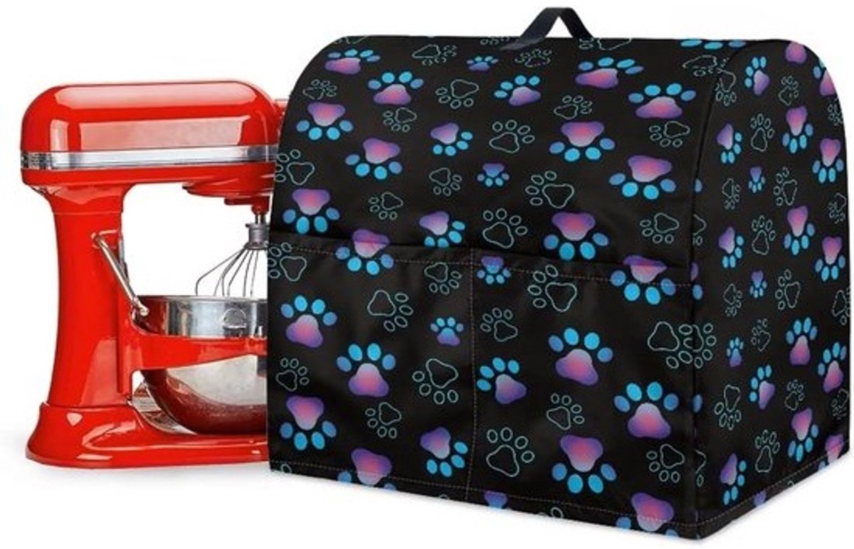 Mixerhoes Keukenapparaat - Beschermhoes Apparaat - Keuken Organisatie - Met Opbergvakken - Voor 4.5-5 Quart - Hondenpootjes Print