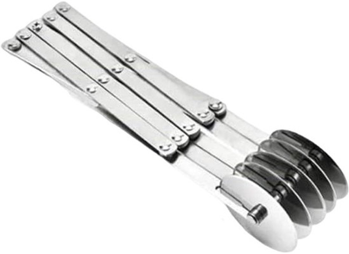 Gebak Cutter Wiel - Deeg Snijder - Gelijkmatig Snijden - 5 Uitbreidbare Wielen - 25x7x6 cm - Zilver