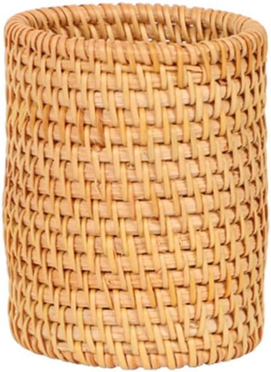 1 stks Hand Geweven Rotan Pen Houder Beker, s Rieten Make-up Borstel Opbergmand, Keuken Kookgerei Organizer Caddy, Make-up Borstel Houder, Bureau Accessoire, Kantoorartikelen Organizer, Voor Thuis Tafeldecor