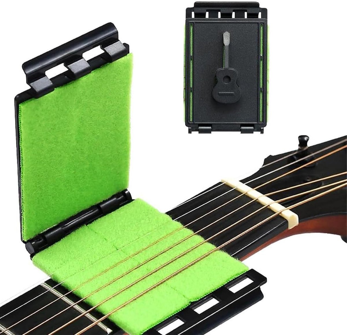 Snaarreiniger en toets voor gitaar, verzorgingsset met microvezeldoek, voor een grondige reiniging van elektrische gitaren, akoestische gitaren, bassen en ukelele (1 stuk)
