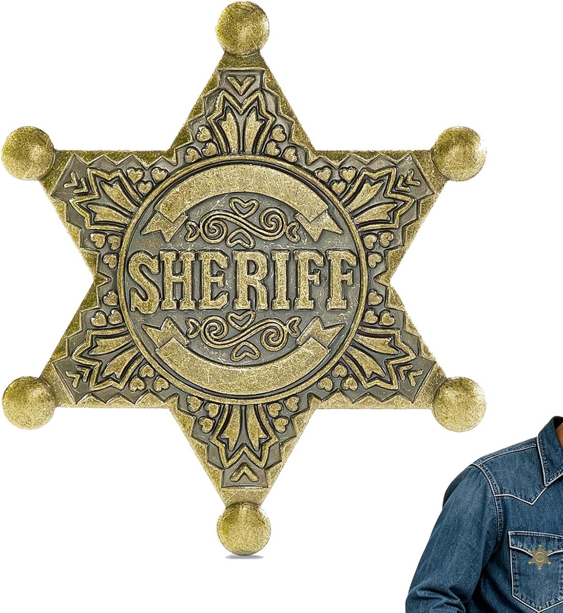 Metaal, Retro Cowboy Accessoires Sheriff Badge Broche Brons