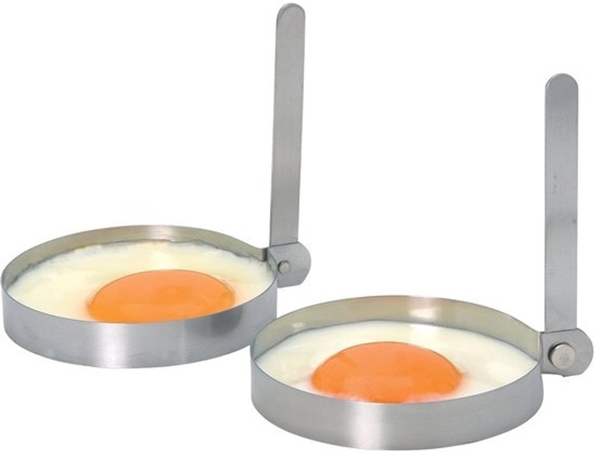 Roestvrijstalen Eivormige Moulds voor Perfecte Ontbijten - Set van 2 - Ø 8.5 cm