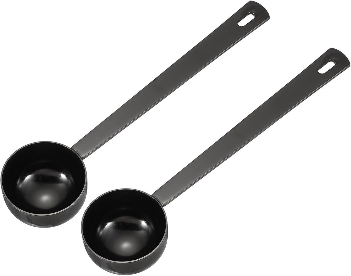 2 maatlepels, 20 ml, lange steel, koffielepel voor gemalen thee, suiker, koken, bakken, zwart