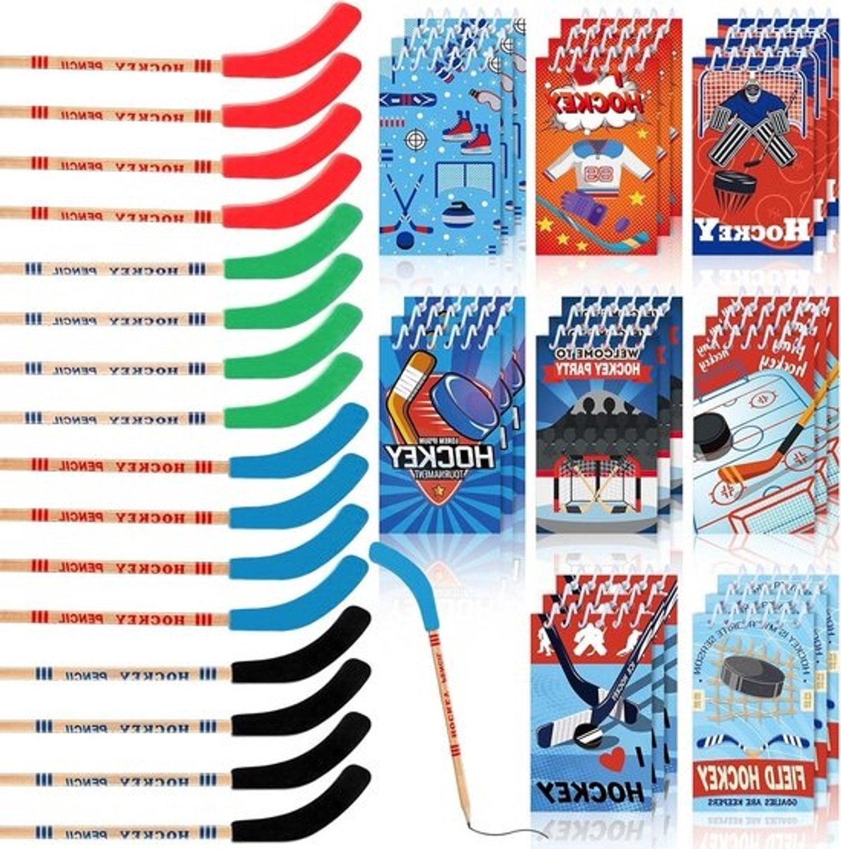 Hockey Notitieboekjes en Potloden - Sport Schrijfwaren Set - Feestartikelen Uitdelen - Set van 48 Stuks