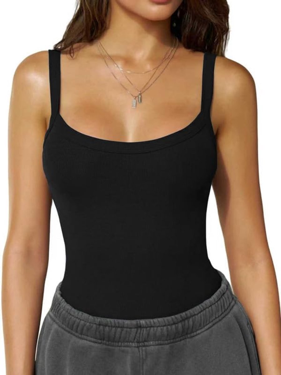 Tanktop voor dames, sexy, mouwloos, U-hals, geribbeld, top met blote rug, basic zomerbovenstuk, Y2k crop tops, slim fit, korte casual sport, camisole stretch, effen geribbelde tops