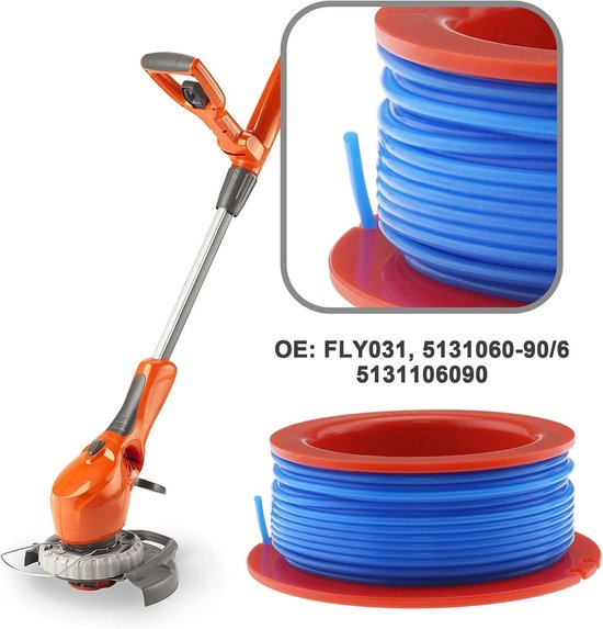 2 stuks spoellijn FLY031 5131060-90/6 Compatibel met Flymo ET21 Mini Trim Mini Trim ST Grastrimmer Trimmer 10 m Draadlengte 1,5 mm draaddiameter — afbeelding 2