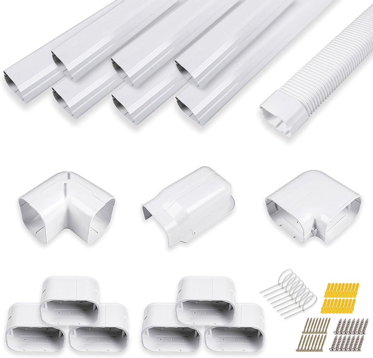 25Ft Mini Split Line Set Cover 4 "PVC Line Cover Kit voor Mini Split en Centrale Airconditioner & Warmtepomp