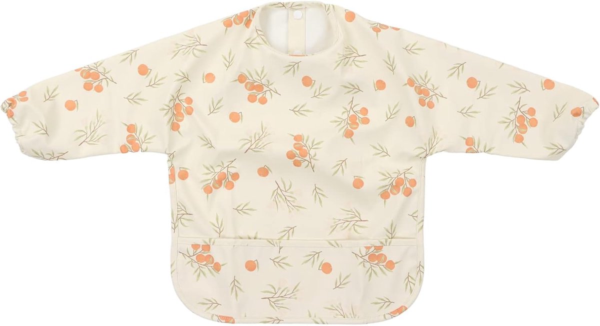 Slabbetje voor Baby's met Lange Mouwen Waterdicht Schattig Peuter Slabbetje met Zachte Mouwen Gemakkelijk Schoon Te Maken Polyester Stof Niet Rommelig met Zak Om Te Eten Voeding (SMT2003-PU01)
