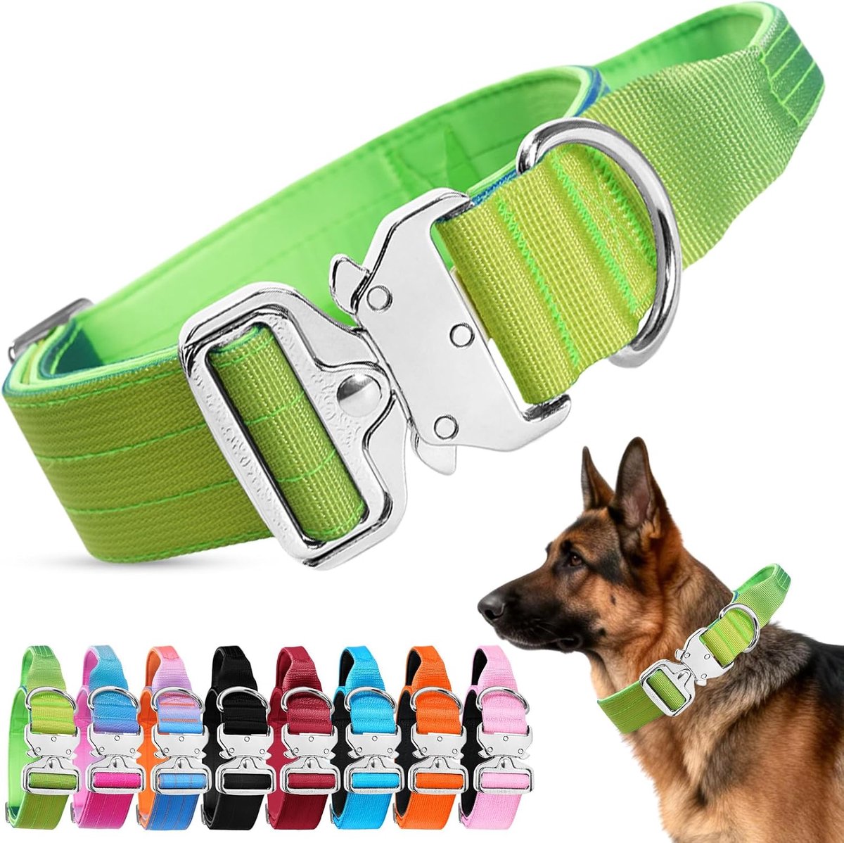 Tactical Dog Collar (Lichtgroen Donkergroen Blauw Gradiënt, M)