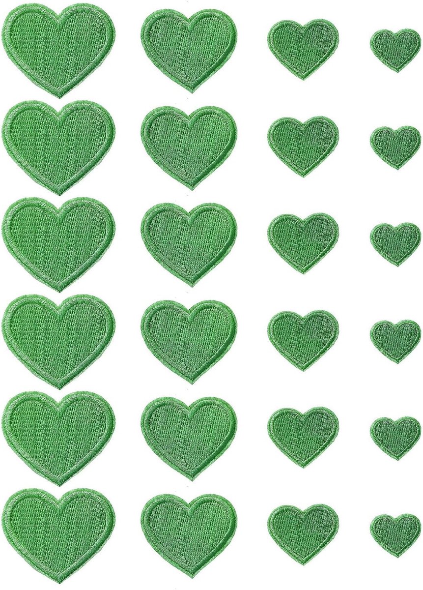 24 stuks Heart-Aufnäher Embroidered, Bügelbeelden Zum Aufbügeln/Aufnähen, Hartvormige Patches, Aufbügelvlekken Toepassing Voor Jassen Hut Rugzakken Jeans (Groen)