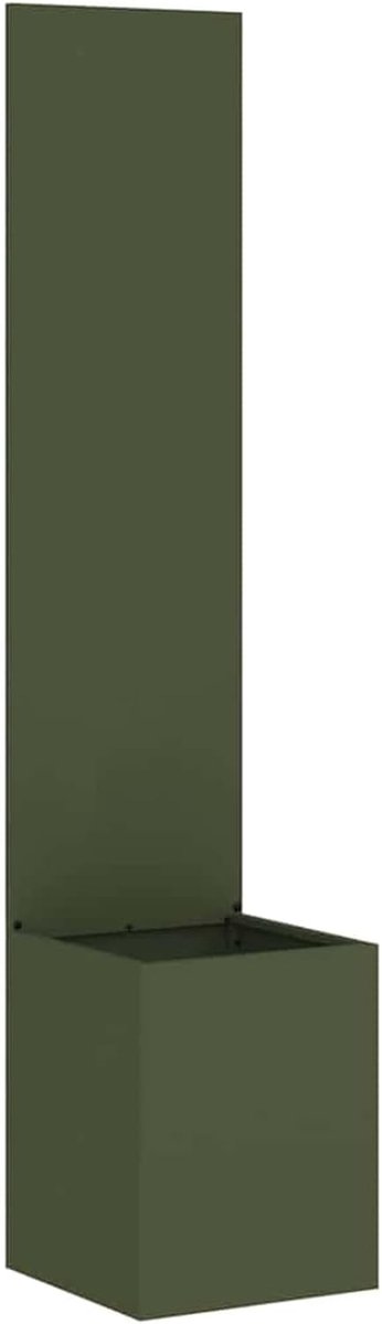 Tuin, olijfgroen, 32 x 140 cm, decoratieve stalen inkijkbescherming met ingelegd voor privacy en stijl op terras, balkon en tuin