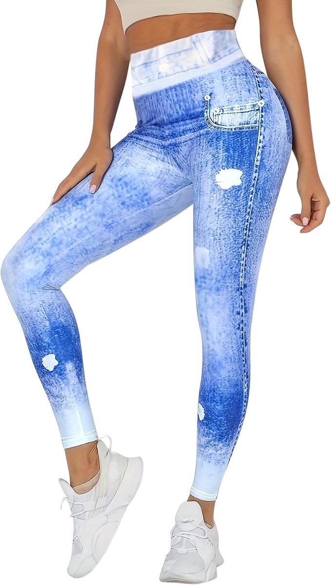 One Clothing Jeggings voor dames, lichte, elastische leggings in jeansprint, met de look van een nauwsluitende jeans