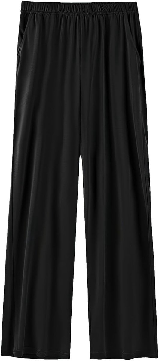 pyjamabroek voor dames, pyjamabroek met brede pijpen, zachte lichte slaapbroek, vrijetijdsbroek met zakken (S-5XL)