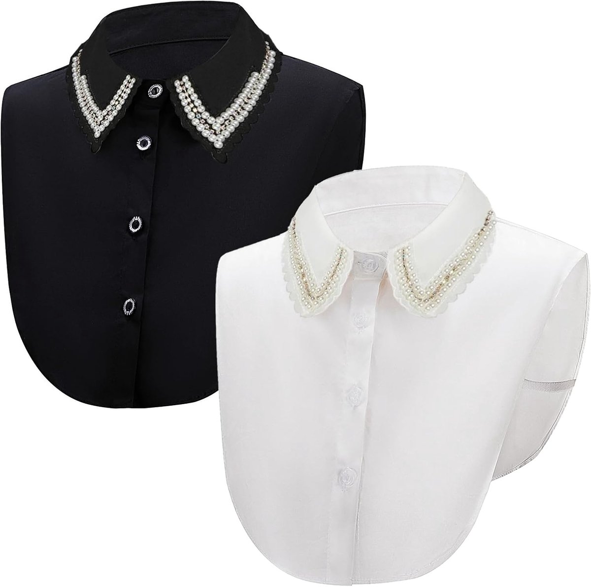 Dames, elegante kraag, afneembare halflange hemdkraag, blousekraag, afneembare kraag voor trui, blouses, jurken