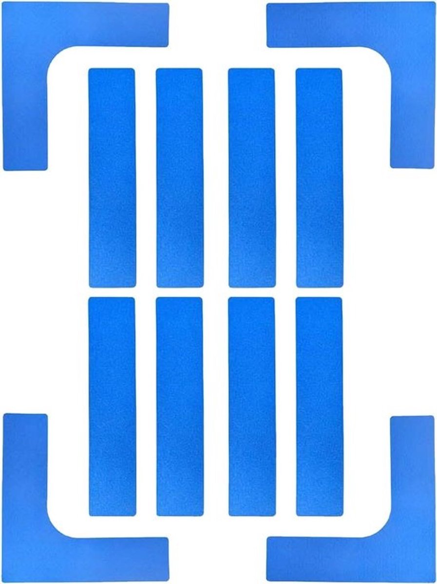 Veldmarkeringsset - Sportmarkeringen Pickleball lijnen - Sportvelden aanleggen - Antislip en windbestendig - 4x L-vorm 8x lang - Blauw