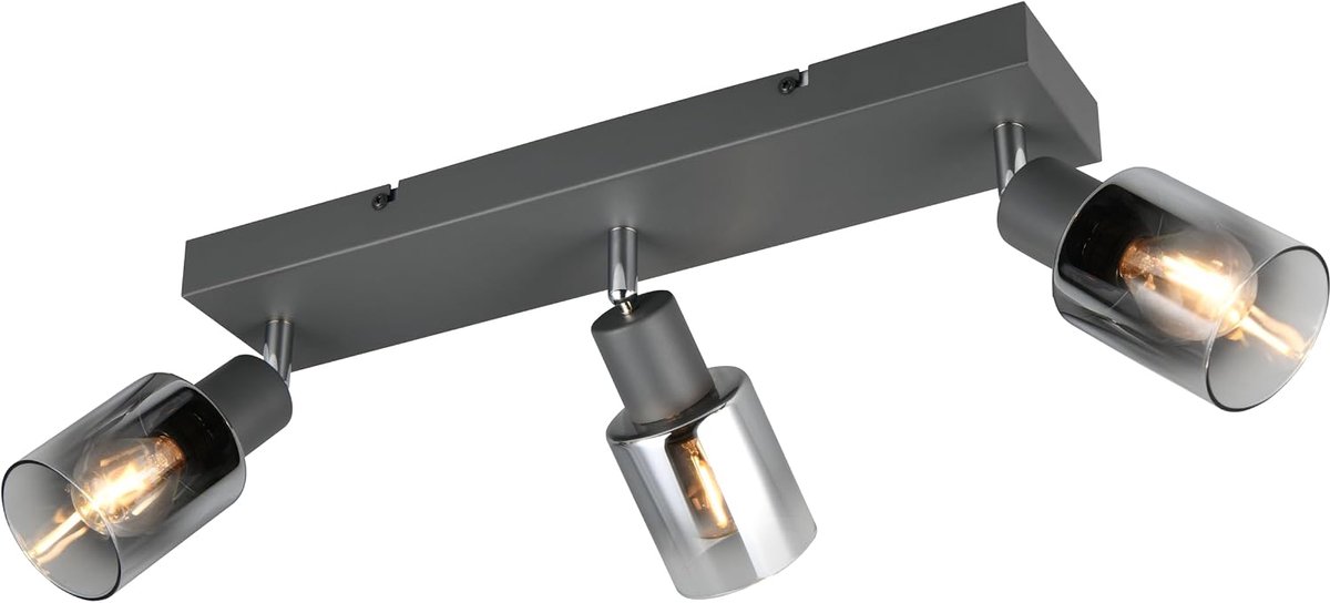 Leuchten CADIZ R81783042 Spotbar, antraciet, verchroomd glas, excl. 3x E14