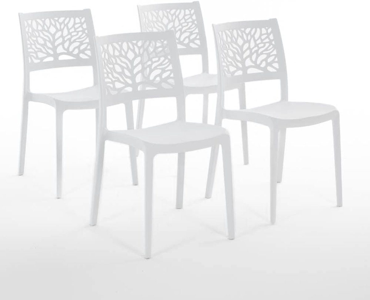 Stoelen van hars met glasvezel (4, wit)