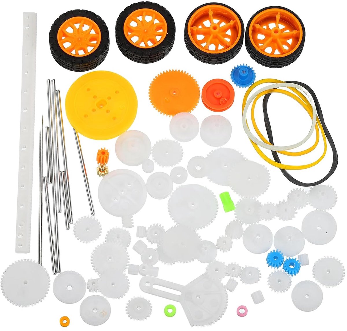 Plastic Gears Set Small Motorpakket Module 0,5 voor DC Motor DIY Accessoires Model Toys RC Car Robot met wielen en riem Pack van 78