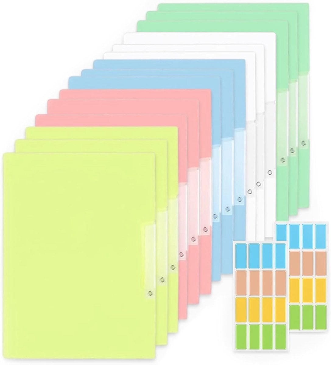 15 stuks snelmappen A4, klemmap, A4, kunststof, stabiel