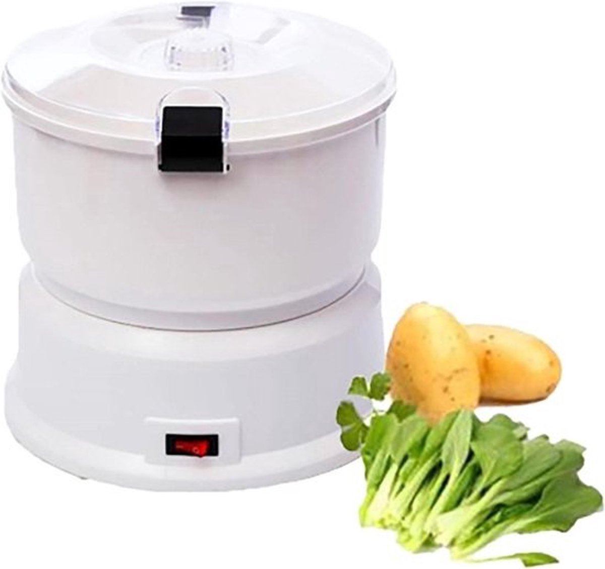Elektrische Aardappelschilmachine - Automatische Schudder - Snel Groenten Schillen - Grote Capaciteit - 1 kg - Wit