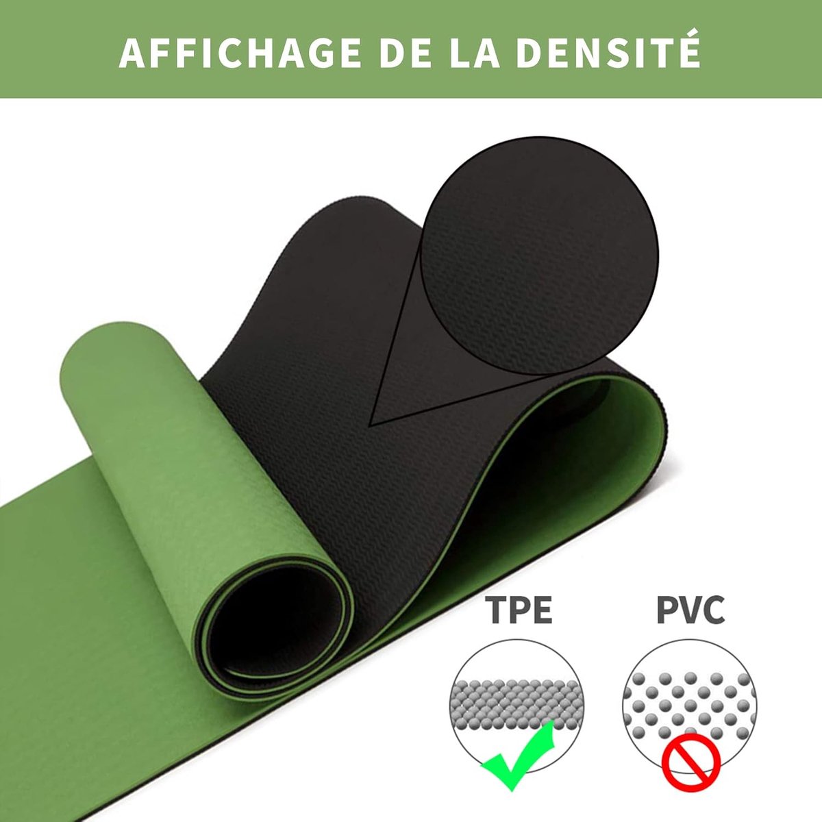 Yogamat voor gymnastiek, oefeningen en fitness, antislip pilatesmat met draagriem, 183 x 61 x 0,6 cm