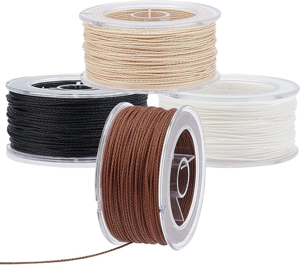 Dailygoods- Polyester Koord 180 m - Gewaxt Draad - 4 Kleuren - Sieraden/Macramé - Doe-het-zelf Handwerk - 1 mm Diameter - Sieradenkoord