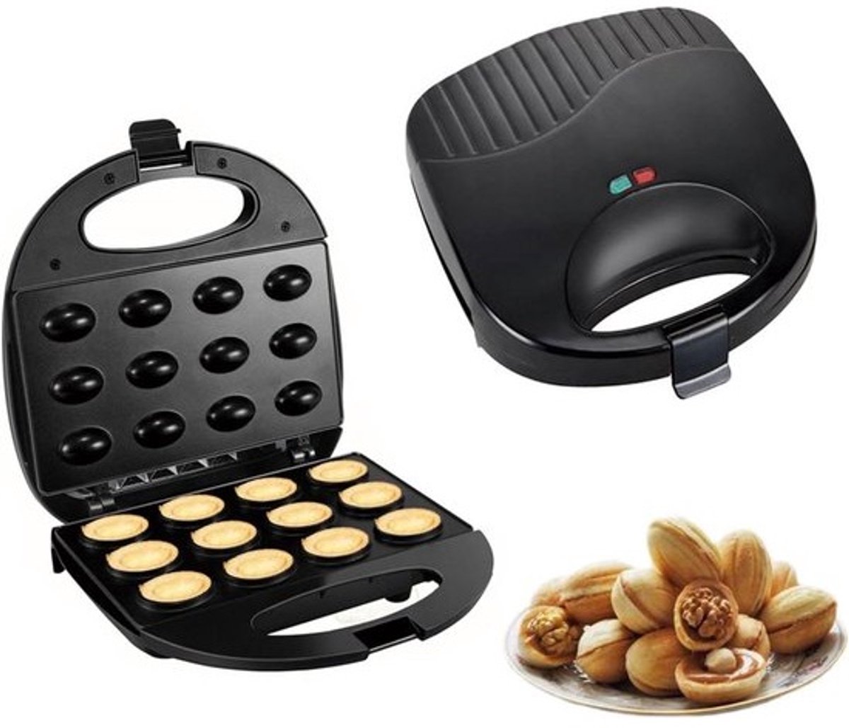 Koekjesmaker Elektrisch - Taartmachine Snacks - Snelle Snacks Maken - Antiaanbaklaag Dubbelzijdig - 21.5 cm Breed - Zwart