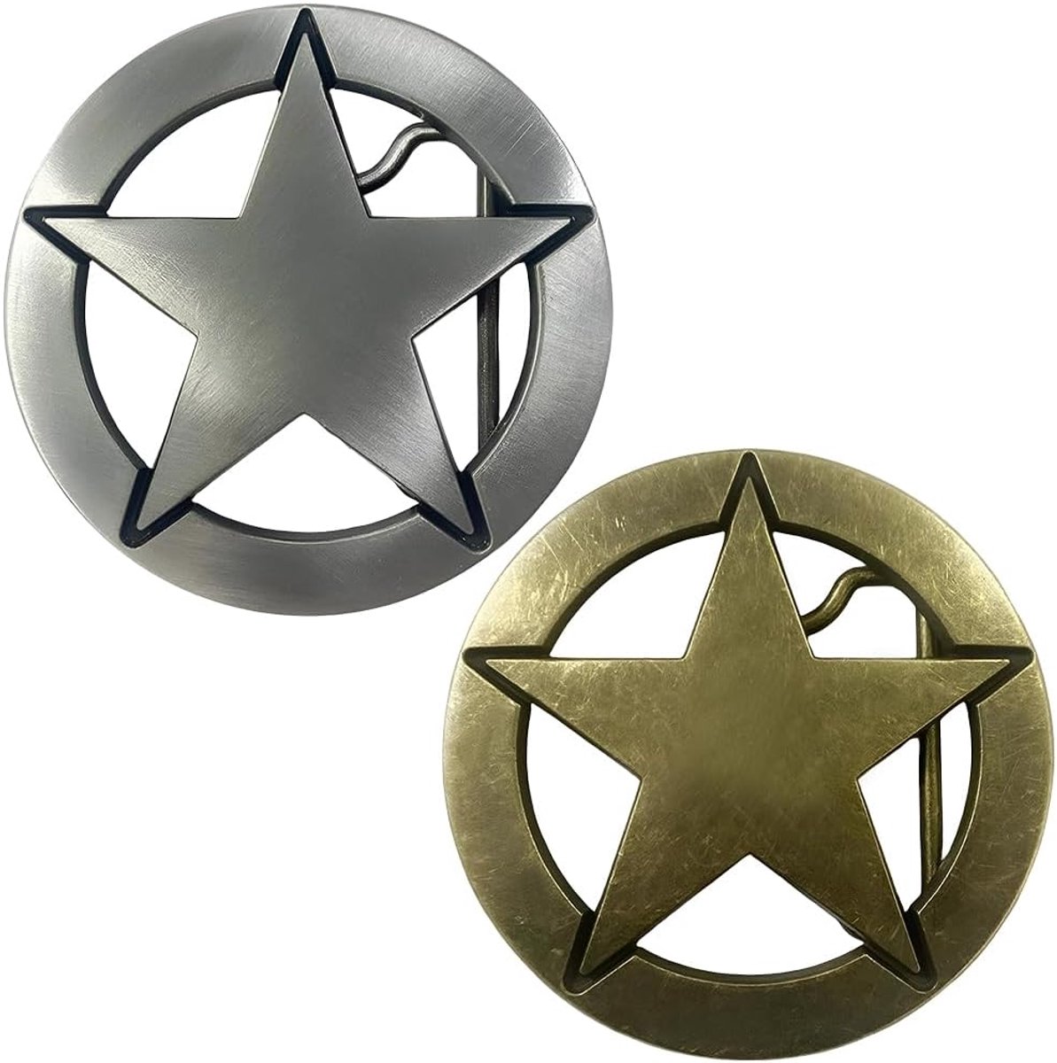 2 stuks Texas ster riemgesp van metaallegering voor dames en heren verstelbaar vintage stijl 2 kleuren western cowboy vervanging riemgesp ideaal kerst- of