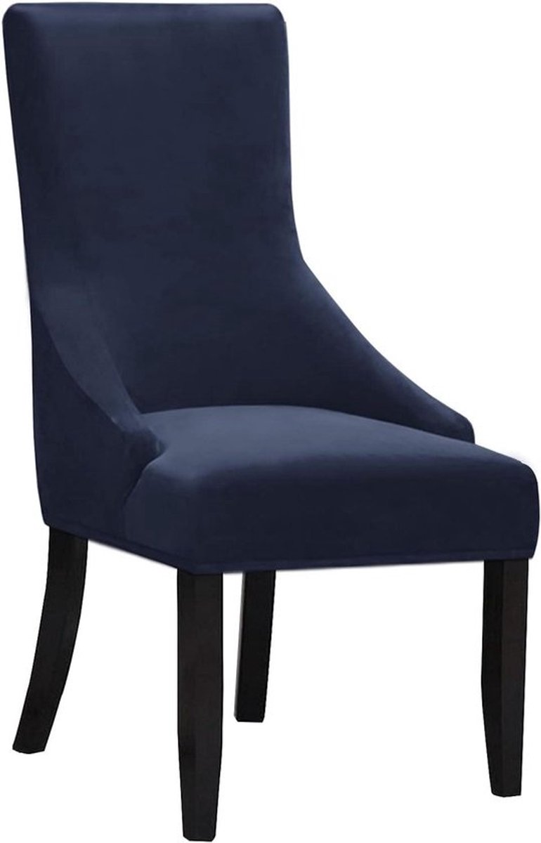 Stoelhoezen Pluche - Eetkamerstoelhoezen - Meubels Vernieuwen - Hoge Stretch - 6 Stuks - Federaal Blauw