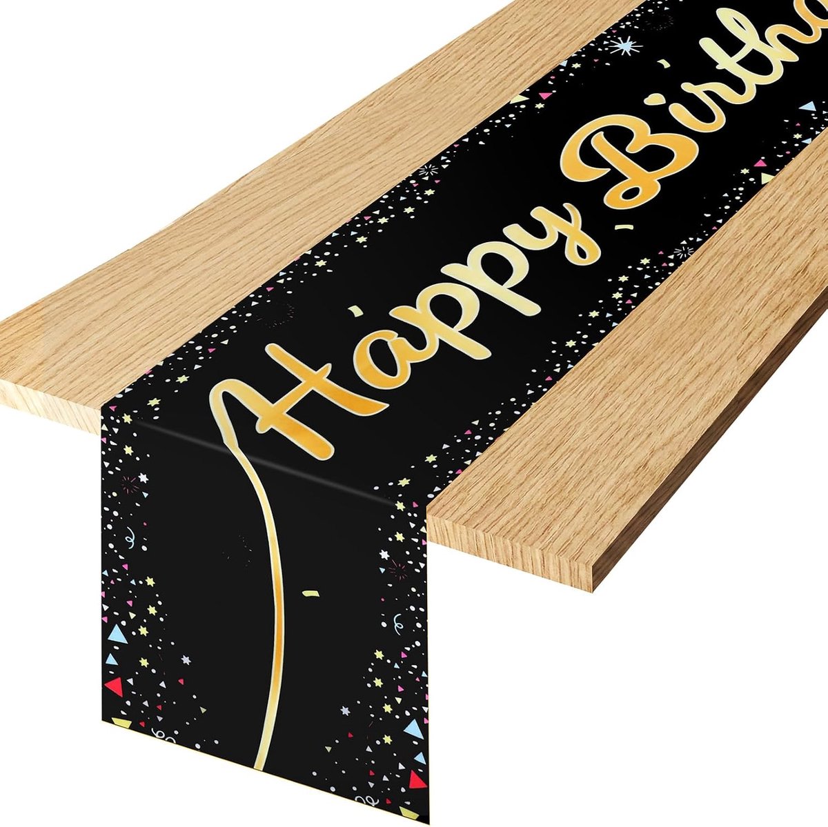 Tafelloper verjaardag zwart goud, tafelloper verjaardag 180 cm x 35 cm, decoratieve tafelband, Happy 18th Birthday tafelband, tafeldecoratie verjaardag voor verjaardagen, bruiloften