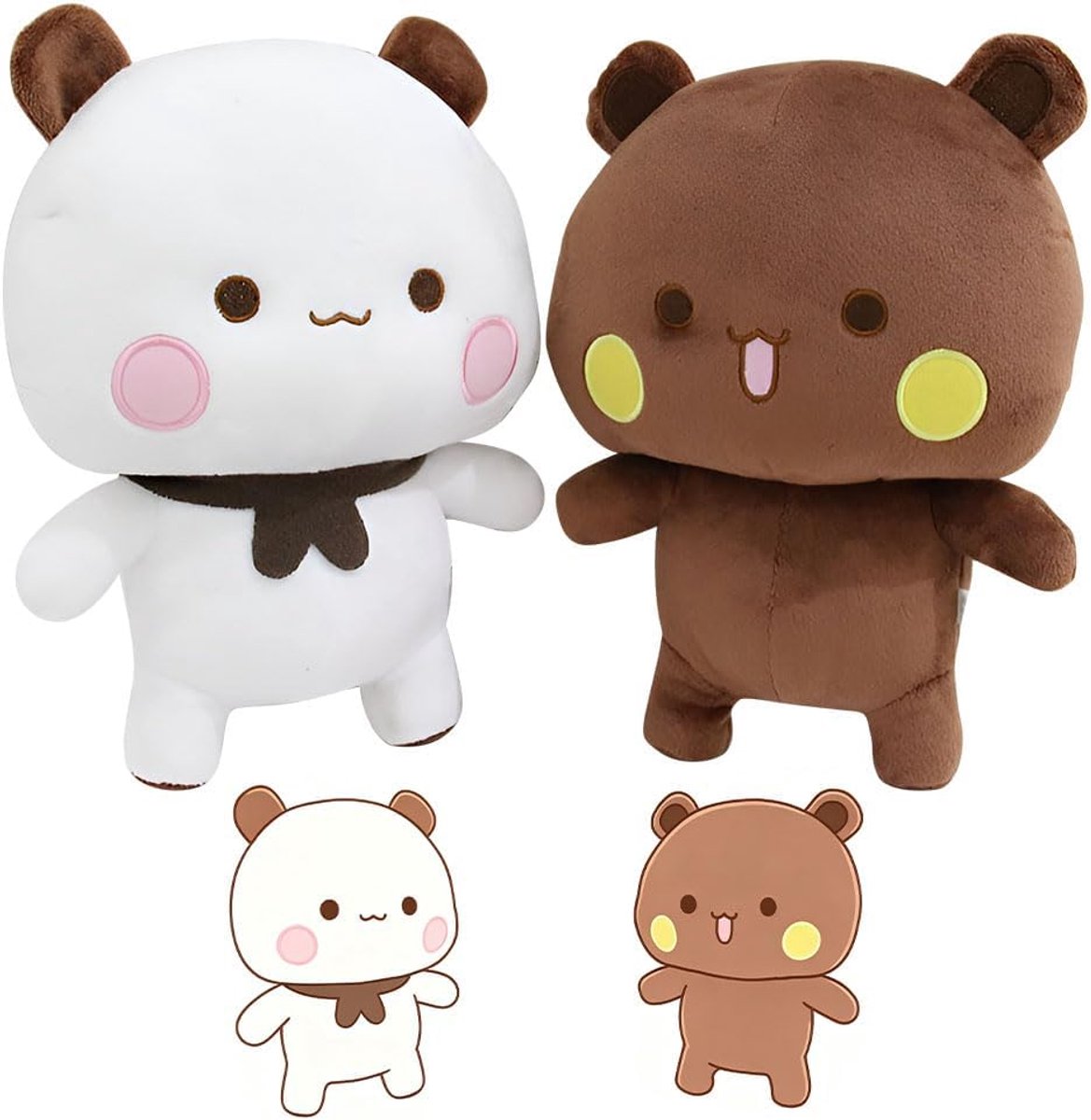 2 stuks Bubu Dudu Pluche, 21 cm Dudu Bubu Panda pluche dieren | Bubu Dudu Pluche, schattig dierenkussen van zacht pluche, verjaardagscadeau voor jongens en meisjes