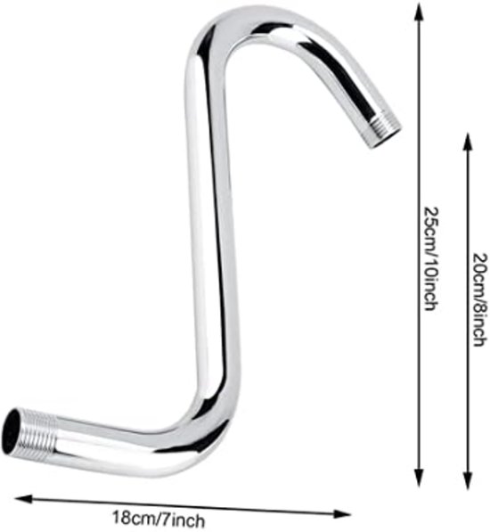 8 inch douchekop arm roestvrij staal hooghuis S-vormige douche verlengingsarm voor thuis hotel badkamer — afbeelding 5