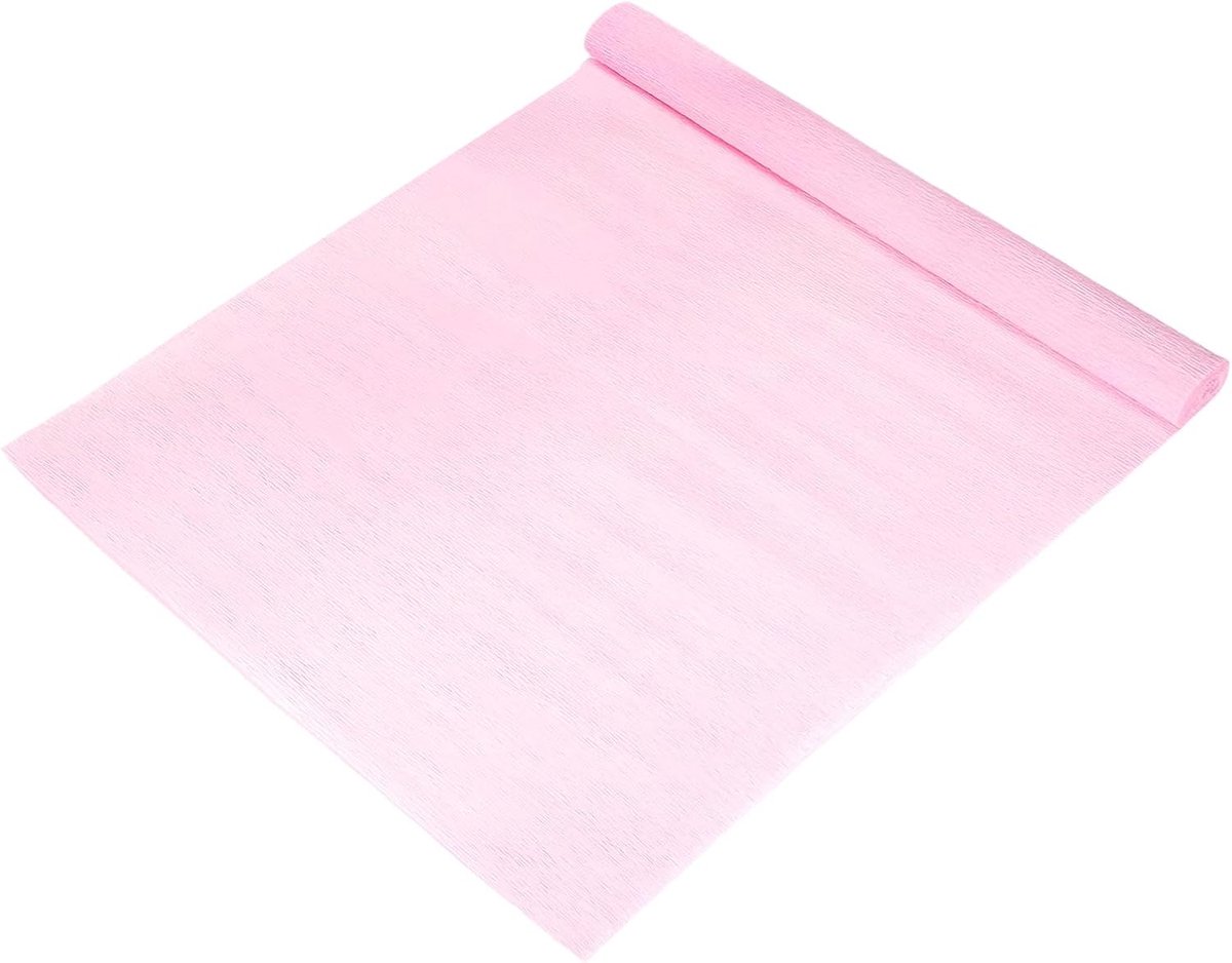 Crêpepapier, 98 x 19 inch breed, 140 g dikke vellen crêpepapier, stroken voor bloemen, doe-het-zelf cadeau, bloemen, verpakking, handwerk, verjaardag, lichtroze