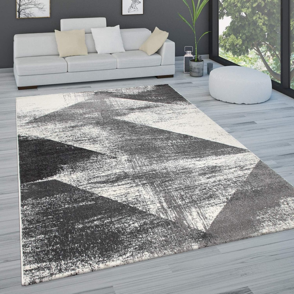 Home Vloerkleed Woonkamer Laagpolig Pastel Vintage Look Abstract Patroon Versch. Stijlen, Maat:60x100 cm, Kleur:Antraciet