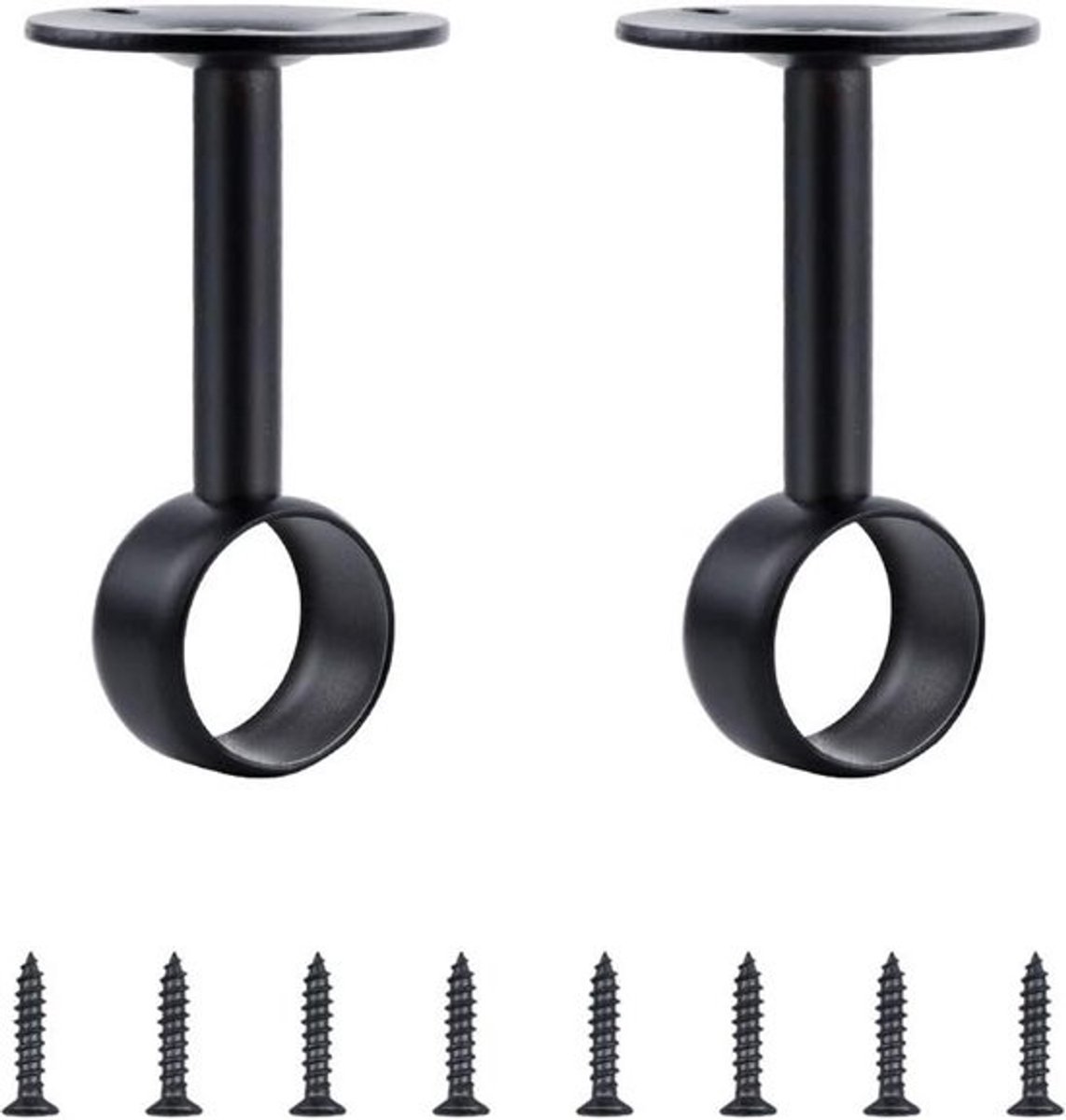 Plafondbevestiging Gordijnroede Zwart RVS 25mm Set van 2