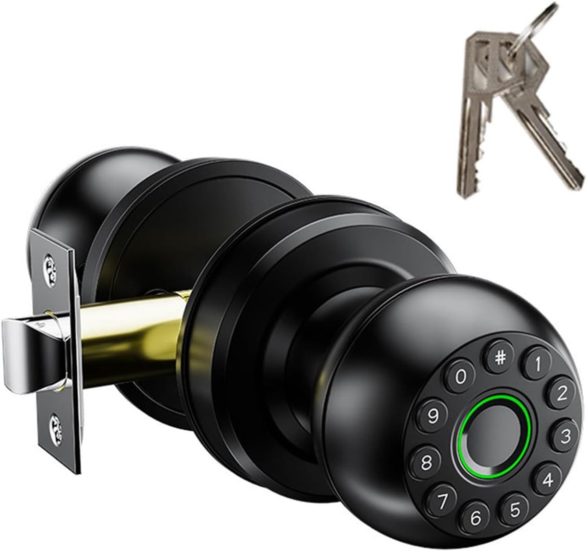 Lock, Biometrisch Vingerafdruk Deurknop, Zwart, Combinatieslot, Slim Slot Met App-Bediening, Type-C Oplader, Intelligente Deurgreep, Voor Woonhuizen En Kantoren