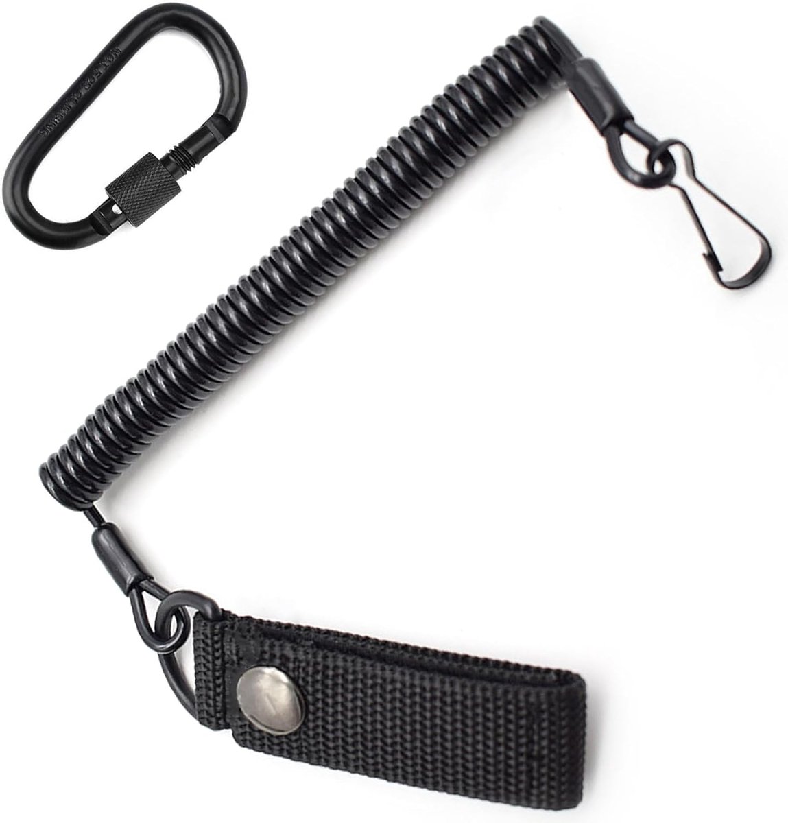 Sleutelkoord spiraal - Tactical Lanyard Paracord, elastisch tactisch sleutelkoord karabijnhaak als houder politie, spiraal sleutelhanger voor uitrusting