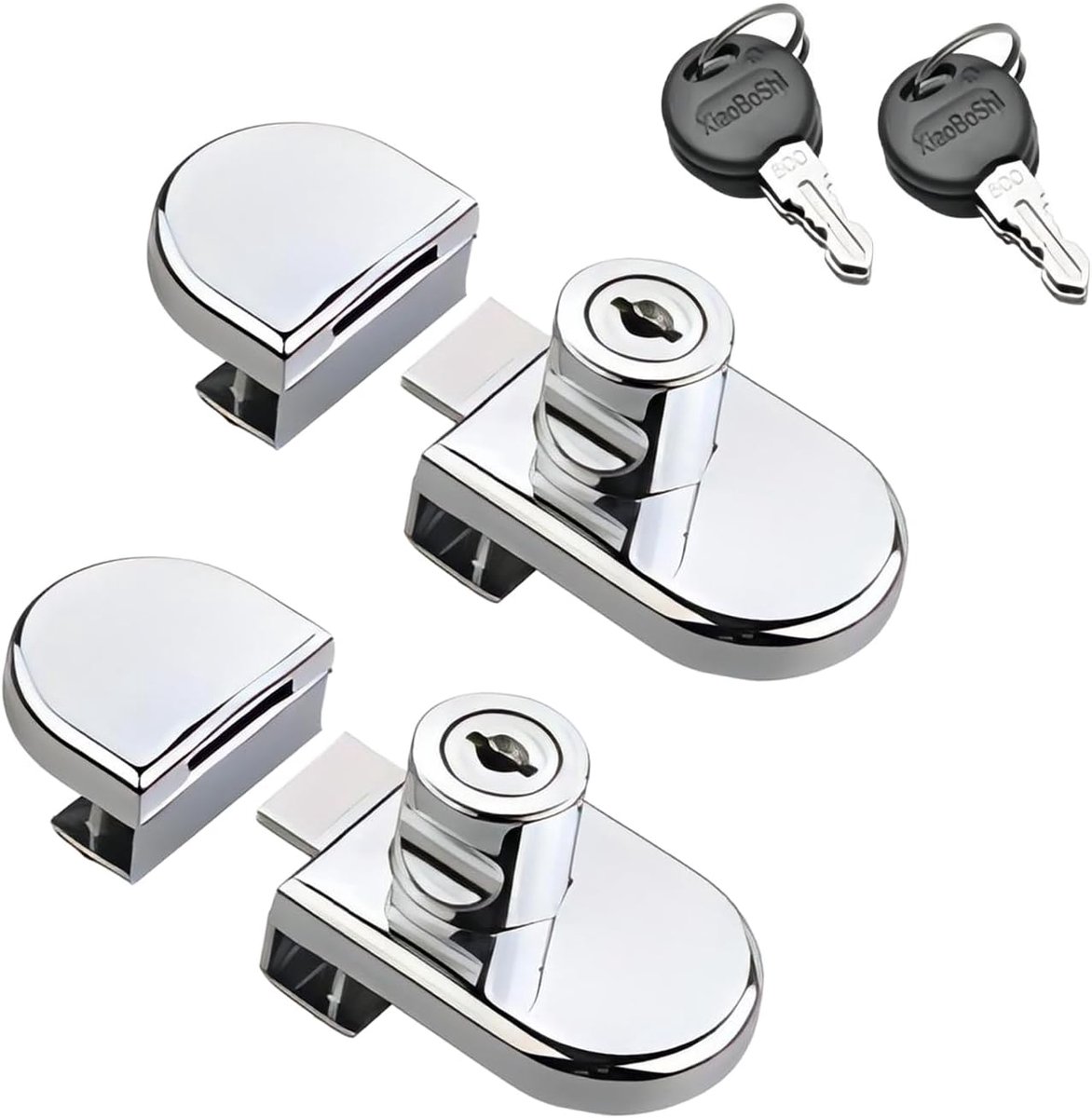 Dailygoods- Kastslot 2 Stuks - Glazen Kastslot - Geschikt voor Glasdikte 5-8mm - Sleutel Alike - Zinklegering - Roestvrij en Duurzaam - Glazen Slot