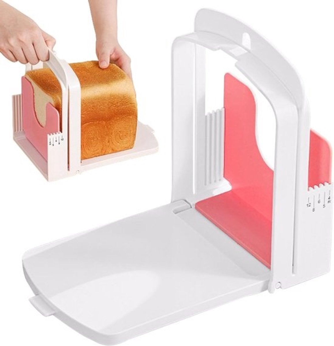 Broodsnijmachine Gids - Broodsnijder Opvouwbaar - Brood Snijden - Verstelbare Dikte - 27 x 18 x 9 cm - Wit