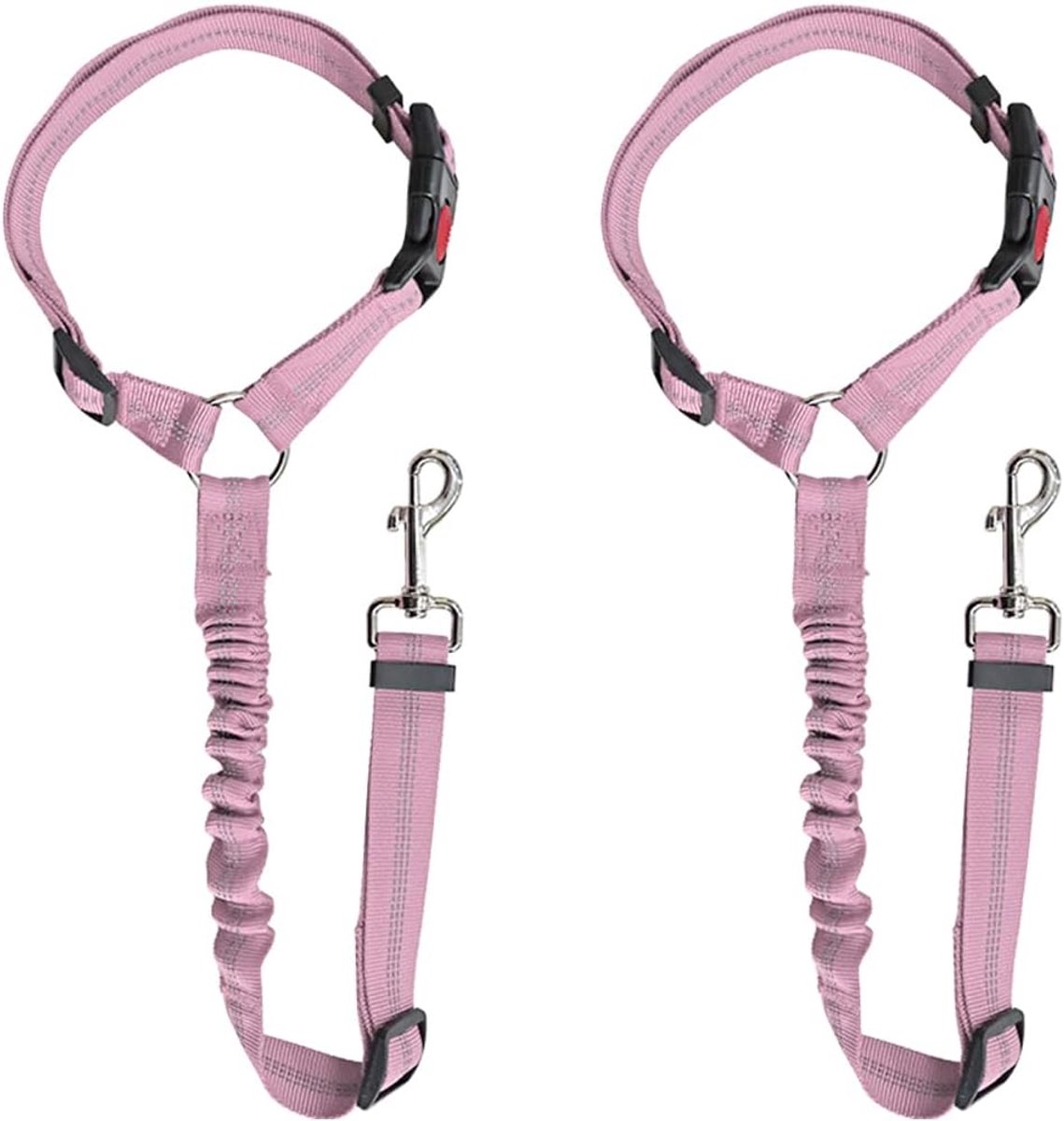 Dailygoods- Hondenveiligheidstuigje - Verstelbaar - Veiligheidsgordel - Elastisch - Nylon - Verpakking van 2 stuks - Universele toepassing - Hondenvei