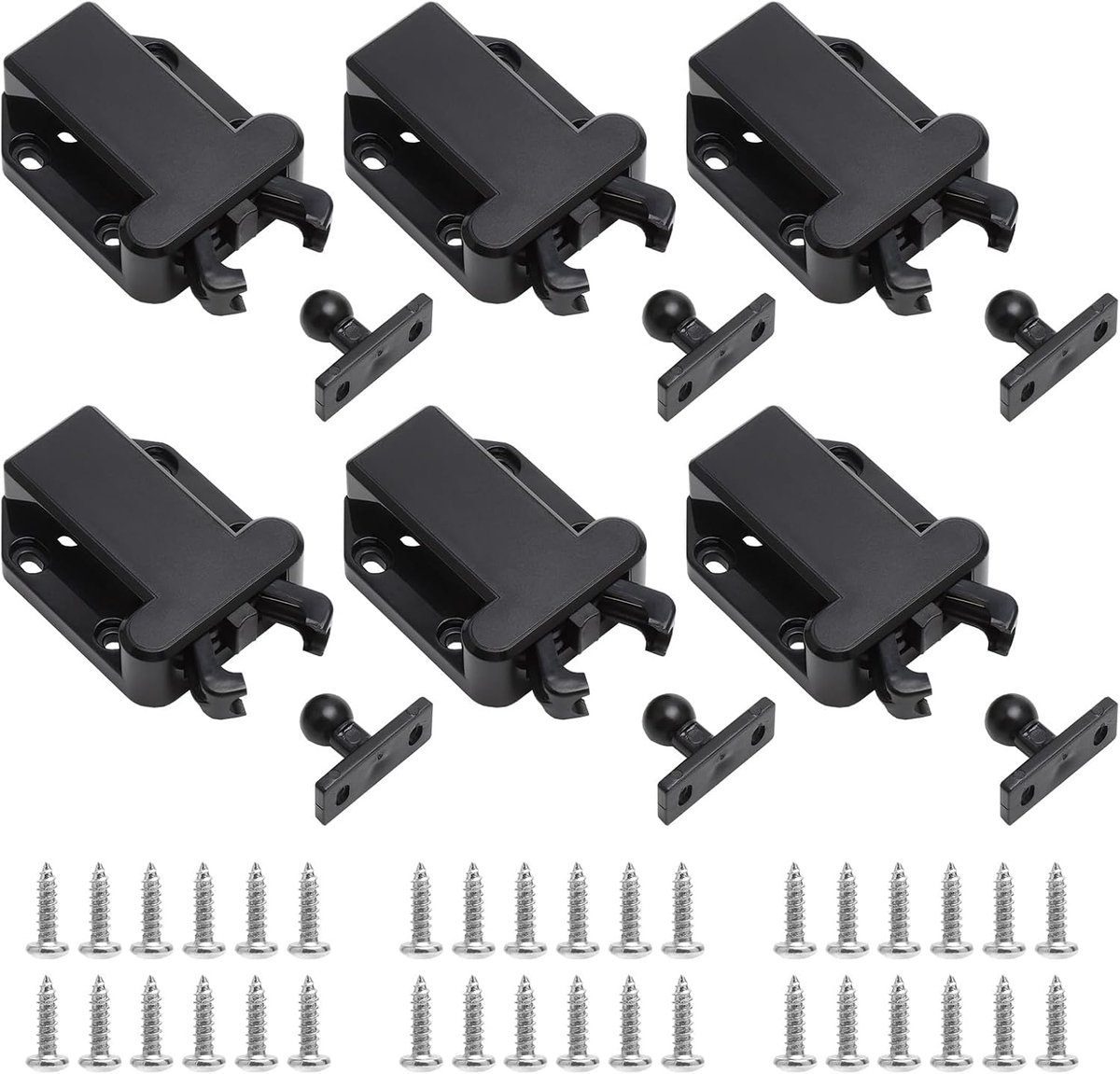 Dailygoods - 6 Stuks Druksnapper met Schroeven voor Deuren