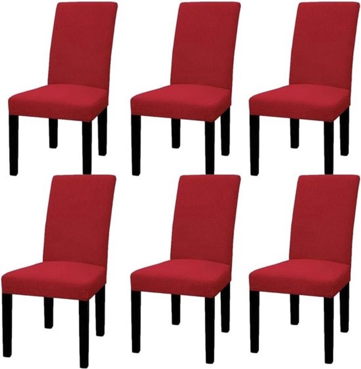 Stoelhoezen Set - Meubelbeschermers - Eetkamer Decoratie - Elastisch Materiaal - 6 Stuks - Bordeaux