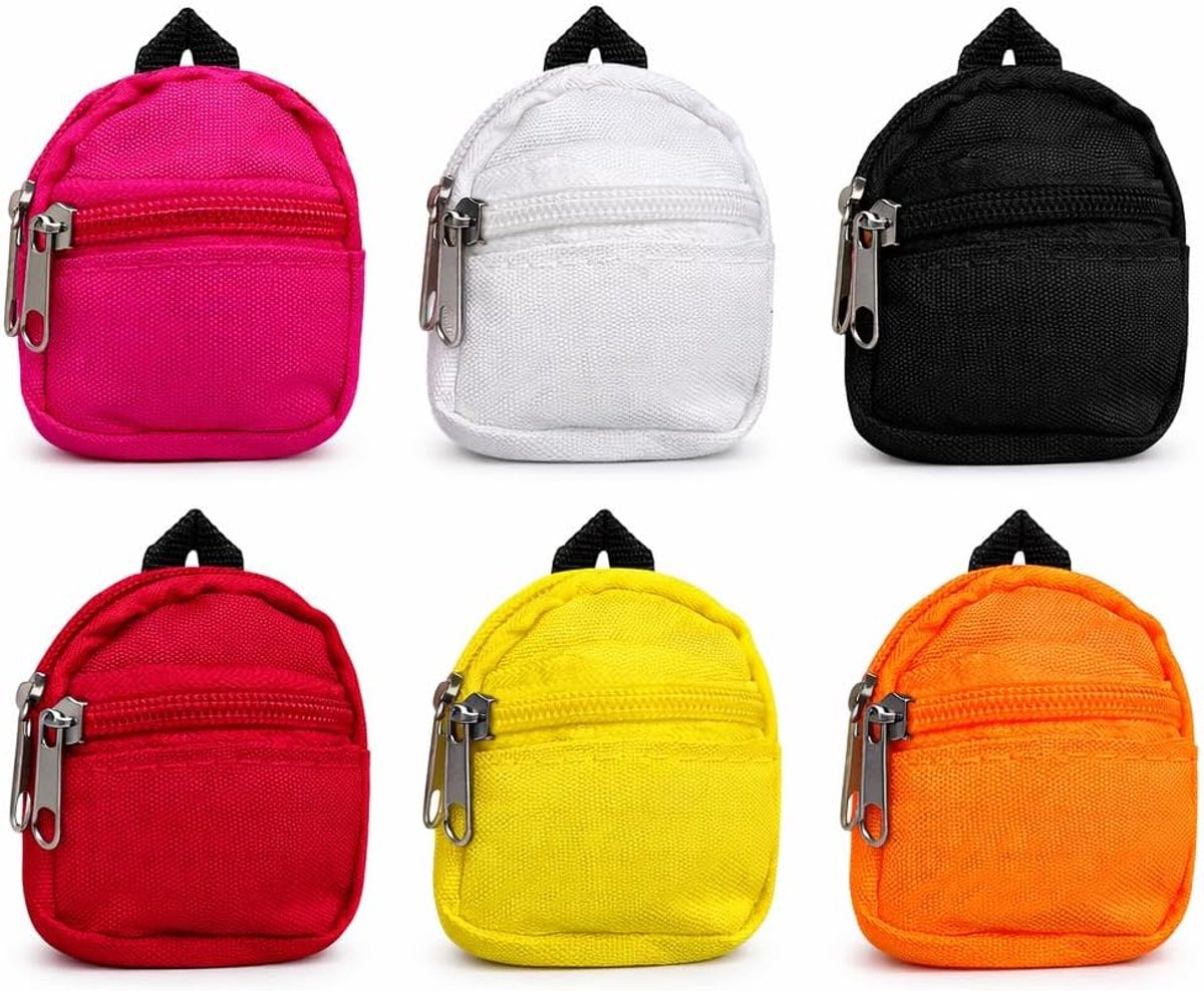 6 stuks mini-rugzakken 6 stijlen kleine schooltassen met ritssluiting leuke rugzak met ritssluiting kleine schoolbenodigdheden rugzak voor doe-het-zelf sleutelhangers