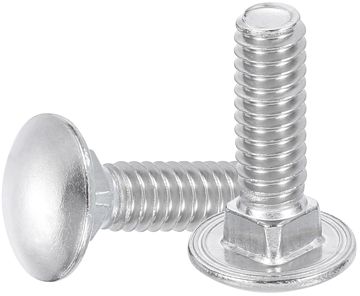 Wielbouten, 20 stuks, 1/4 inch - 20 x 1-3/4 inch, roestvrij staal, 18-8 (304), ronde kop, vierkante hals voor bevestigingsaccessoires, zilverkleurig