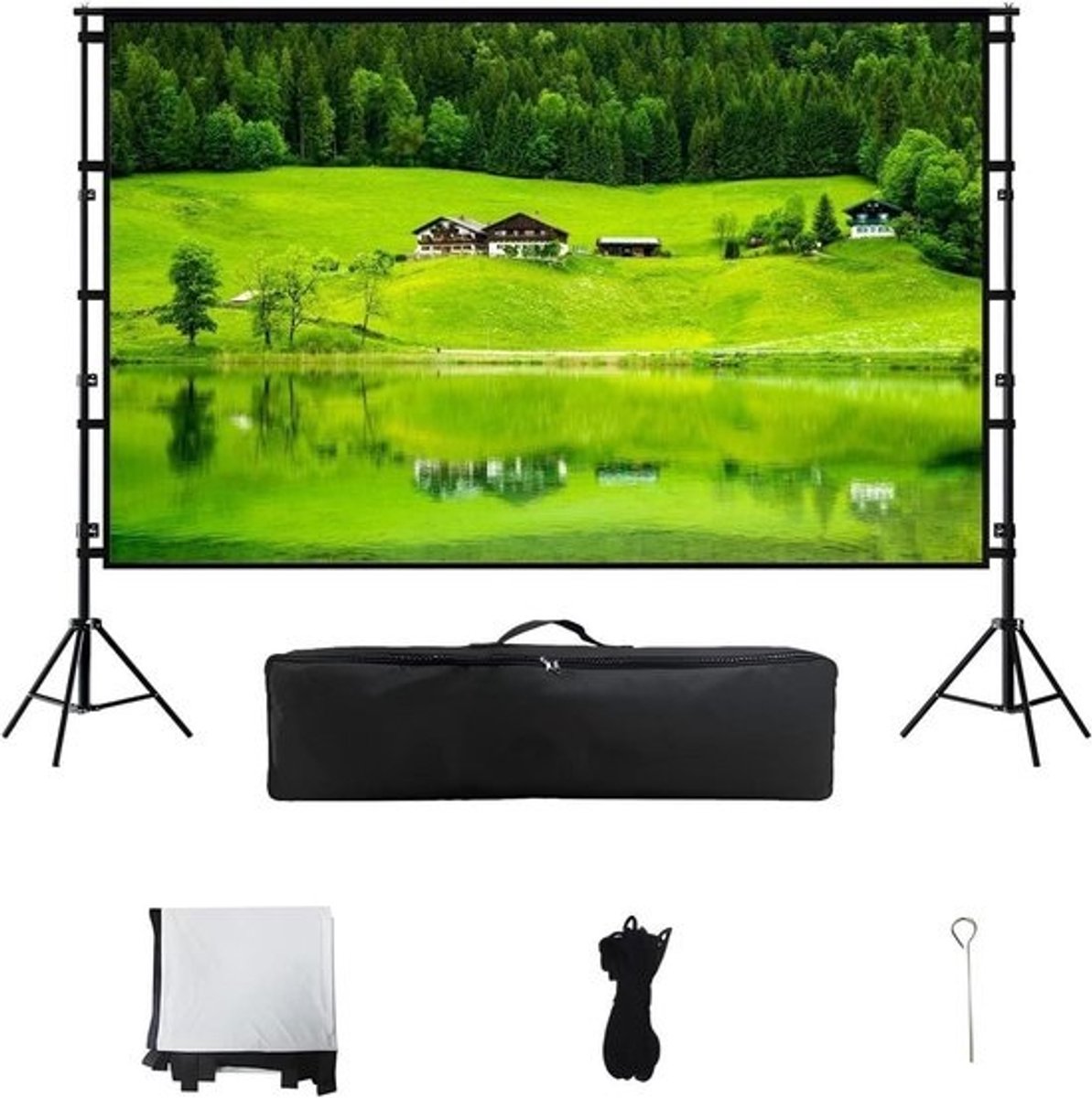 Projectiescherm met Statief - Beamer Scherm Opvouwbaar - Buitenfilm Kijken - Kreukvrij PVC Glasvezel - 100 Inch 16:9 - Wit