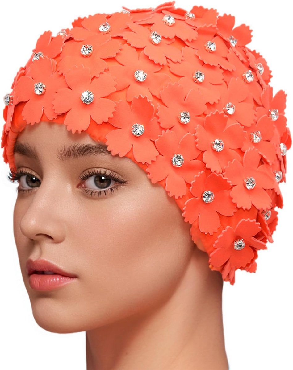 Strass Bloemen Bloemblaadje Retro Stijl Zwemmen Gap Badmutsen voor Vrouwen