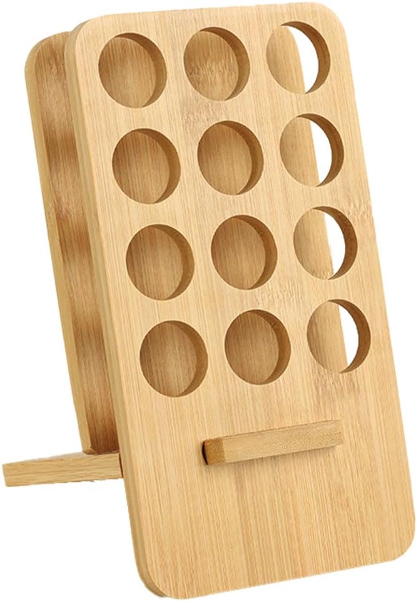 Dailygoods- Opbergdoos Houten - Display Standaard - 12 Sleuven - Essentiële Oliën - Duurzaam Bamboe - Organiseren en Beschermen - Displaystandaard