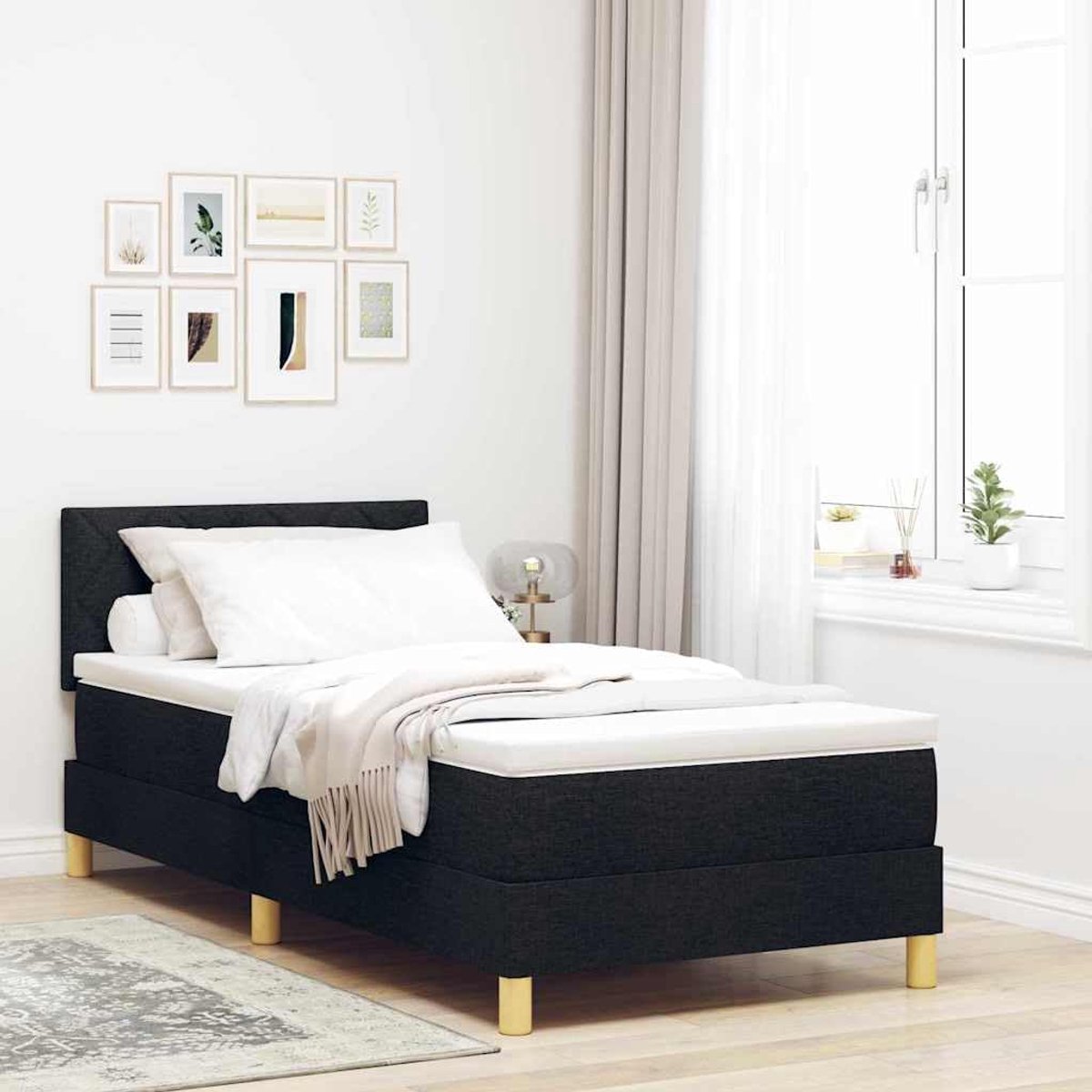 Boxspring Modern Rechthoekig Zwart 100x200 cm